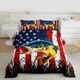 thumbnail image 2 of Homewish Bass Big Fish Queen Comforter Set,American Flag Pattern Bedding Sets,Hunting And Fishing Bedding Comforter Set For Boys,Ultra Soft Home Decor Reversible,3pcs, 2 of 8