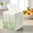 thumbnail image 3 of COEQINE Napkin Tissue Box Holder PU Leather Easy Refill Cube Tissue Holder Organizer Decorative Accessories Ideal for Home Office RV Decoration, Green Eucalyptus Leaf, 3 of 7