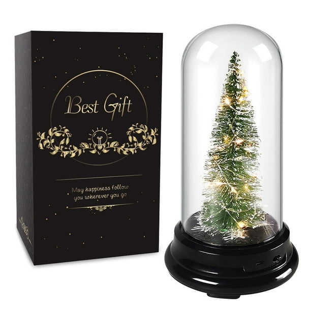 Árbol De Navidad En Cúpula Mini Árbol De Navidad Con Cubierta De Cristal De Luz Led Decoración De Árbol De Vacaciones Exhibición De Mesa Estatuilla De Árbol Decoración De Fiesta sonducket HA038004-00