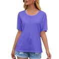 thumbnail image 3 of Camiseta de mujer de manga corta con cuello redondo Sexy Hollow Summer Loose Top, Azul, XL Noticed AP001234-08, 3 of 7