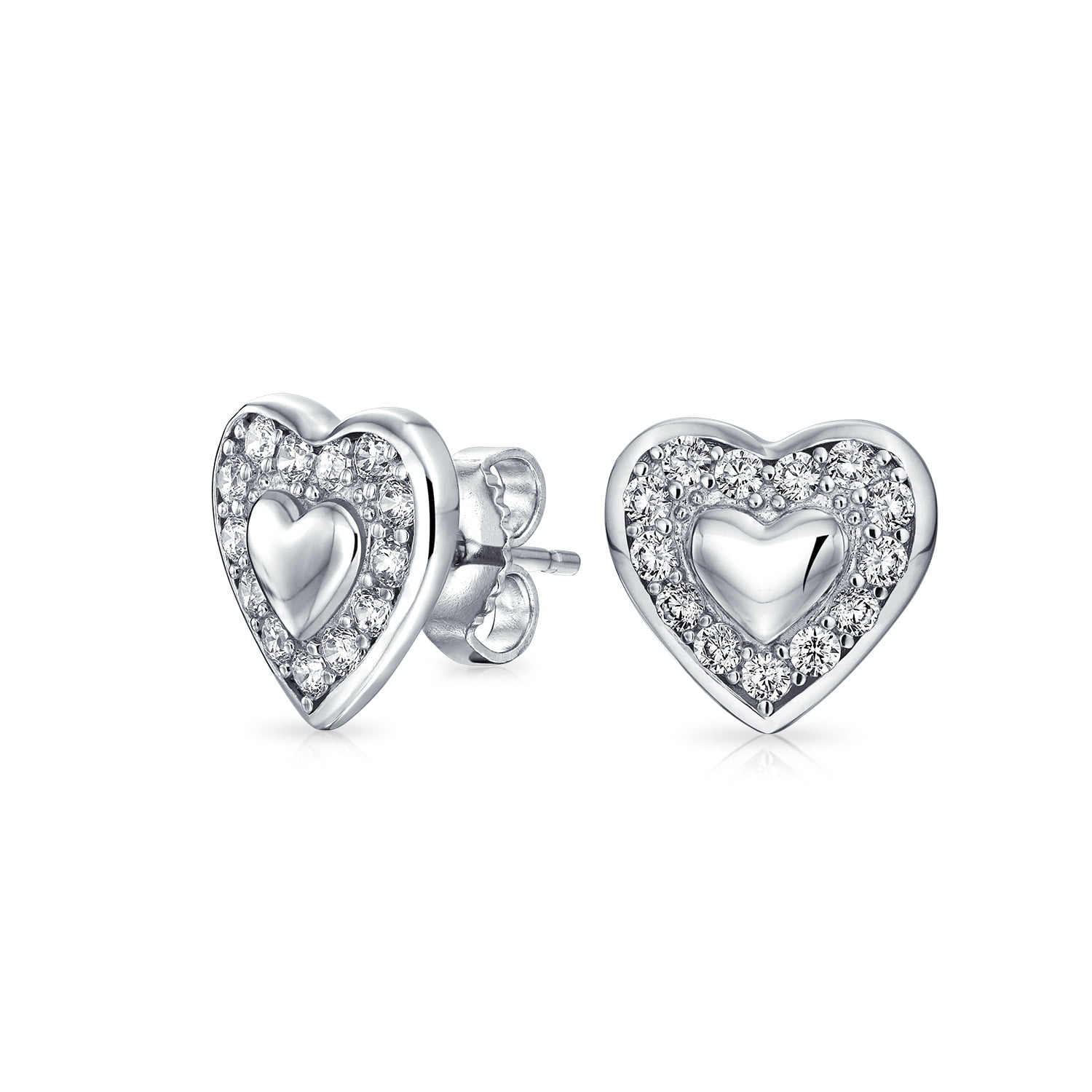 Azaggi 925 Sterling Silver Stud Earrings Cute Solid Handcrafted Love Heart Delicate and Pretty Stud Earrings.These Ear Studs are the perfect jewelry gift for women suitable for all occasions 