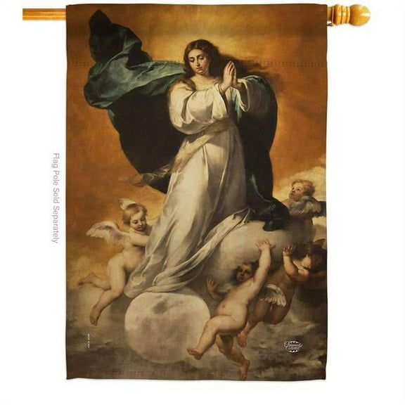 Ornament Collection H192382-BO 28 x 40 in. Immaculate Conception With Angels House Flag with Religious Faith Double-Sided Decorative Vertical Decoration Banner Garden Yard Gift