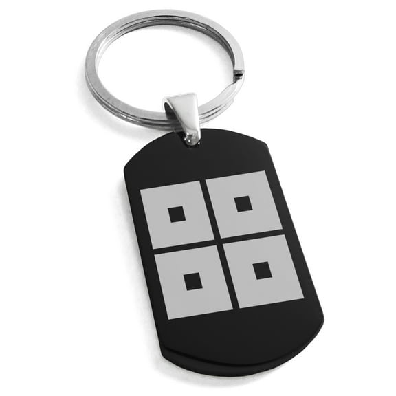Stainless Steel Kyogoku Samurai Crest Engraved Dog Tag Keychain Keyring