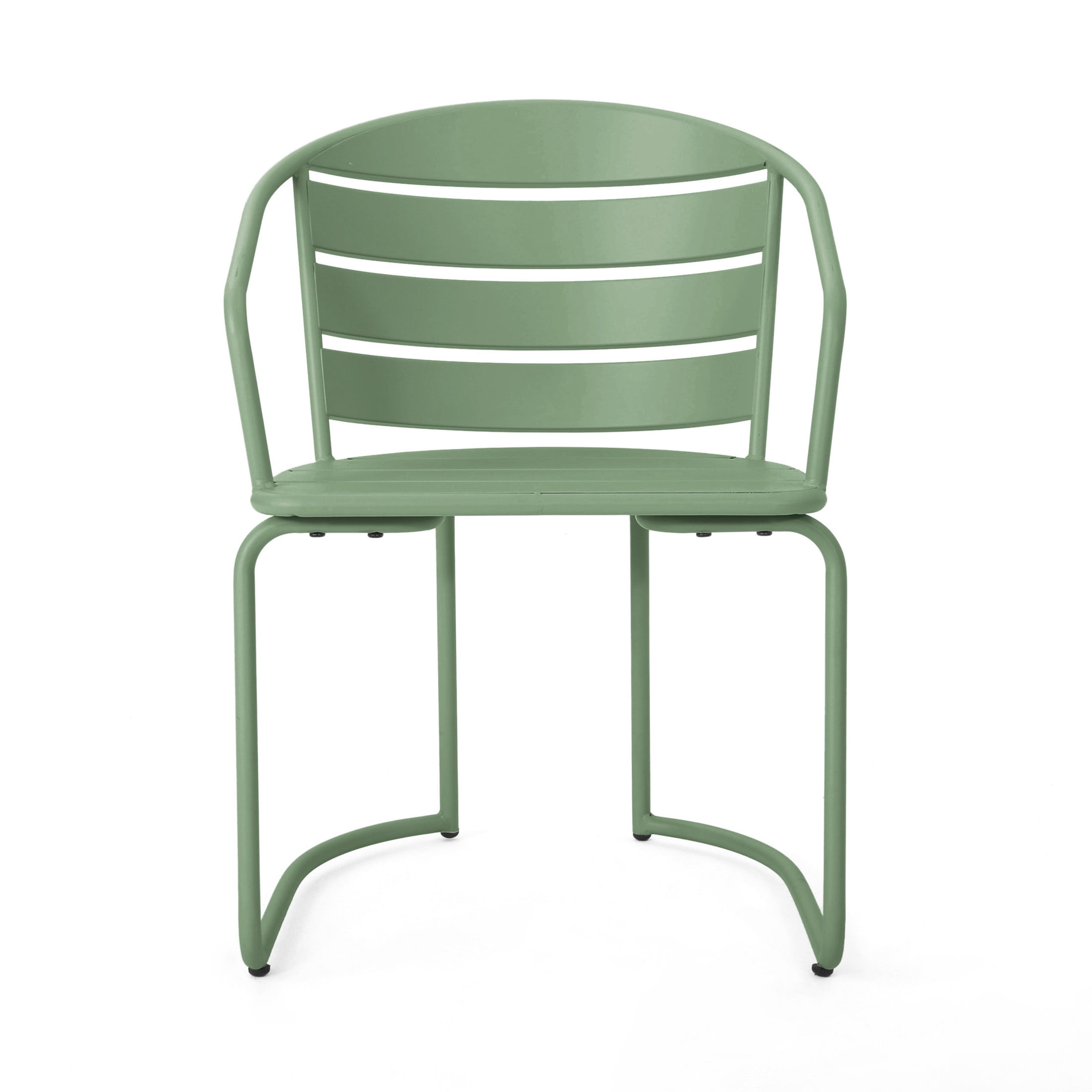 Christopher Knight Home Minimalist 3-Piece Outdoor Bistro Set, Oval Table & Slatted Chairs, Matte Dark Green
