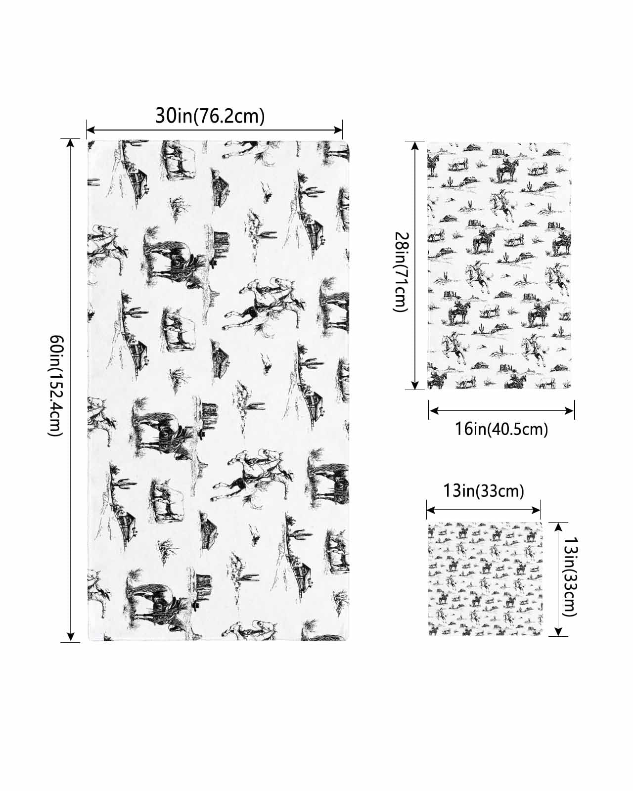 Black Western Cowboy Bath Towels for Bathroom Set,Luxury Microfiber Towels Gifts for Women,Beach Kitchen Hand Hair Face Towel and Dish Washcloth,Vintage Horse Cactus Ethnic Art Towels+Set