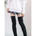 thumbnail image 3 of Gustave Women's Wool Thigh High Stockings,Over The Knee High Socks Leggings, Winter Cable Knitted Stretchy Long Sockings "Black", 3 of 7