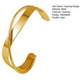 thumbnail image 7 of Ziurtnc Glossy Metal Cuff Bangle Double Layer Geometric Irregular Cross Ripple Opening Jewelry Bangle Women Girls Party Jewelry, 7 of 7
