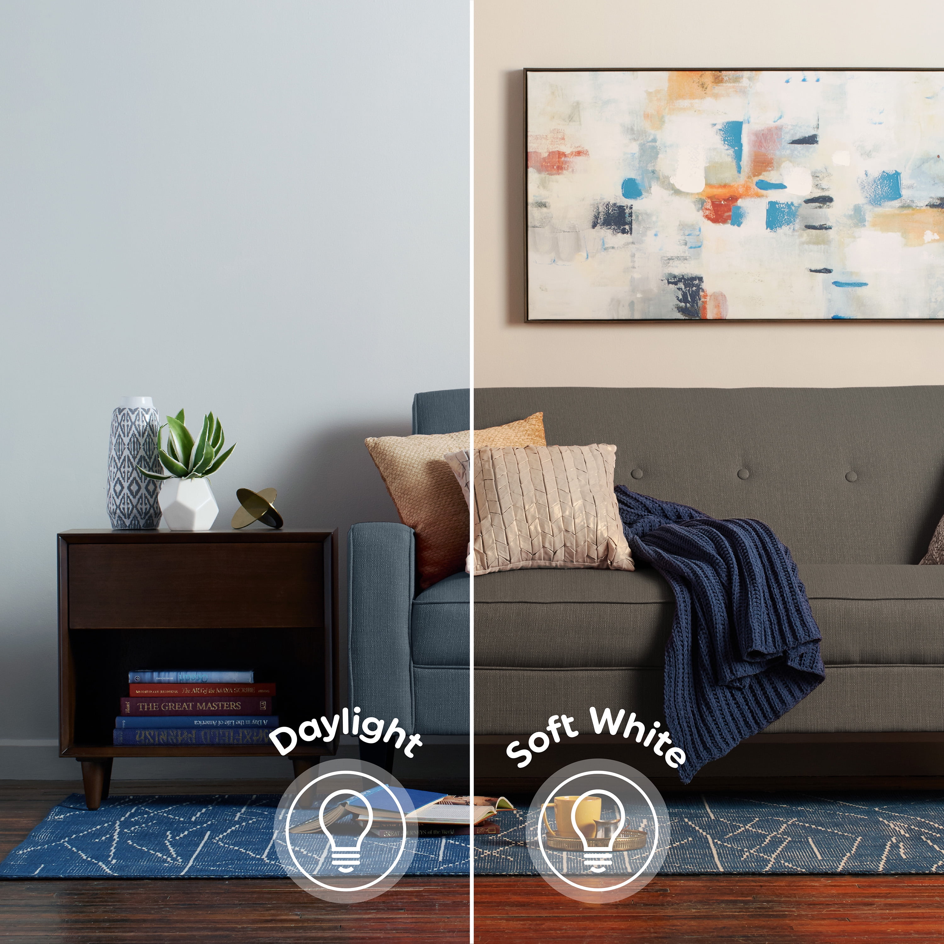 Great Value LED Light Bulbs, 60 Watts Eqv, Daylight, A19 General Purpose Light Bulbs, 5yr, 4pk