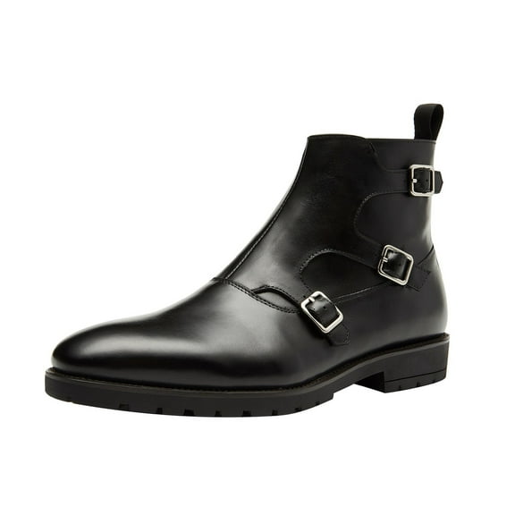 Santimon Mens Genuine Leather Boots Formal Dress Shoes Ankle Chukka Boots Casual Shoes Black 9.5 US
