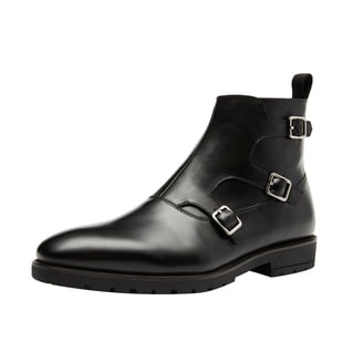Santimon Bottines Hommes Cuir Crocodile - Bout Pointu, Fermeture Éclair, Bottes Ville Noir Ou Bleu