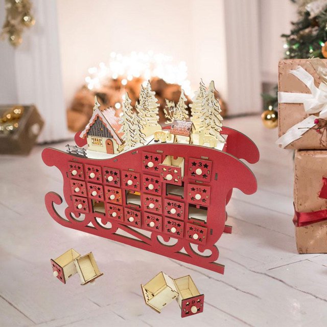 cuenta de regresiva para Navidad 24 cajones Decoración con pilas Adorno recargable con calendario de adviento de lámpara para fiestas Baoblaze Calendario de adviento