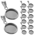 thumbnail image 1 of Kit de 20 piezas de accesorios para colgantes de joyería DIY, bandejas redondas de acero inoxidable para collares y cadenas (plateado, 10 mm), 1 of 7