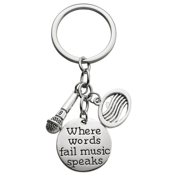 Pretyzoom Music Note Keychain Craft Music Lover Keyring Silver 1Pack