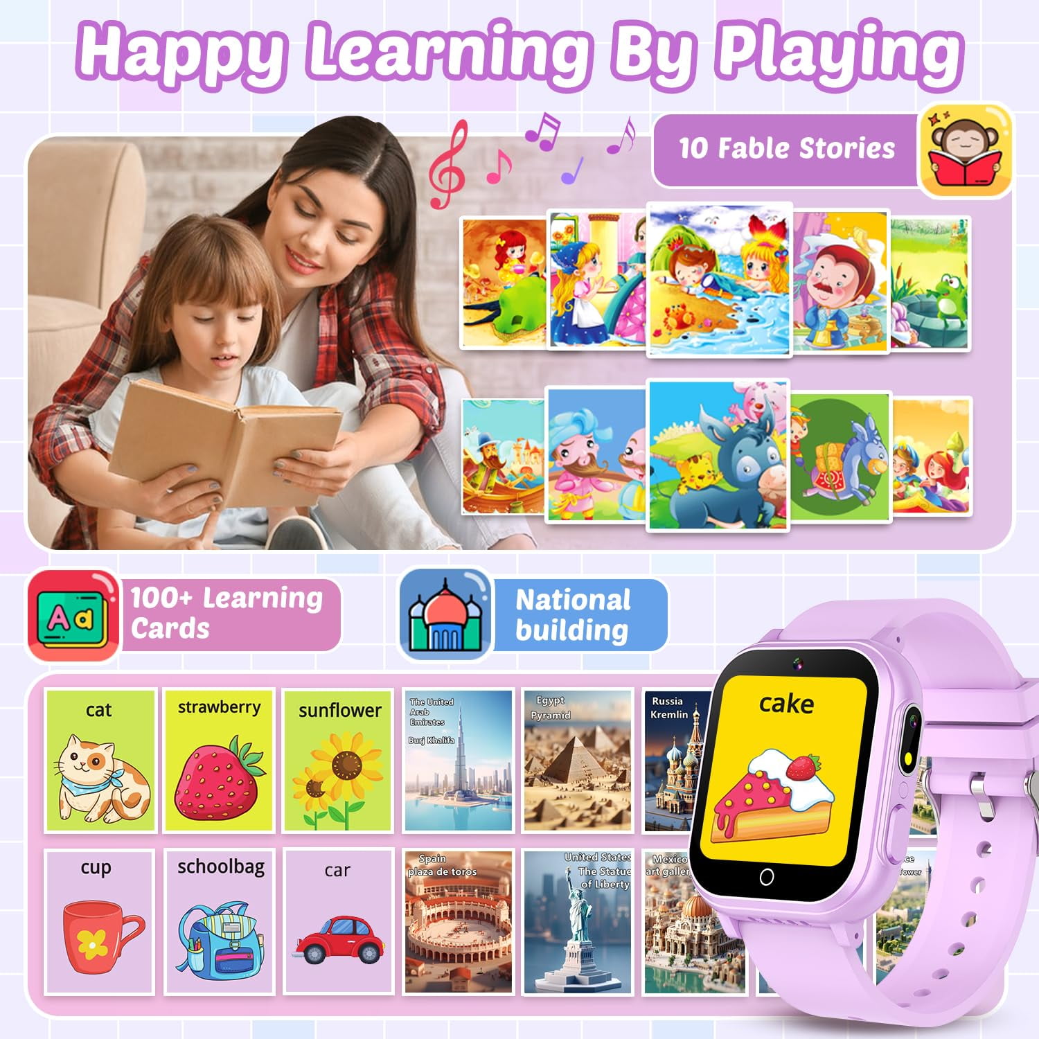 Kids Waterproof Smart Watch Gift for Girls Age 5-12, 32 Games HD Touchscreen Kids Watch with Dual Camera Video Music Player Pedometer Flashlight 12/24 hr Toys Birthday Gifts for Girls Ages 6 7 8 9