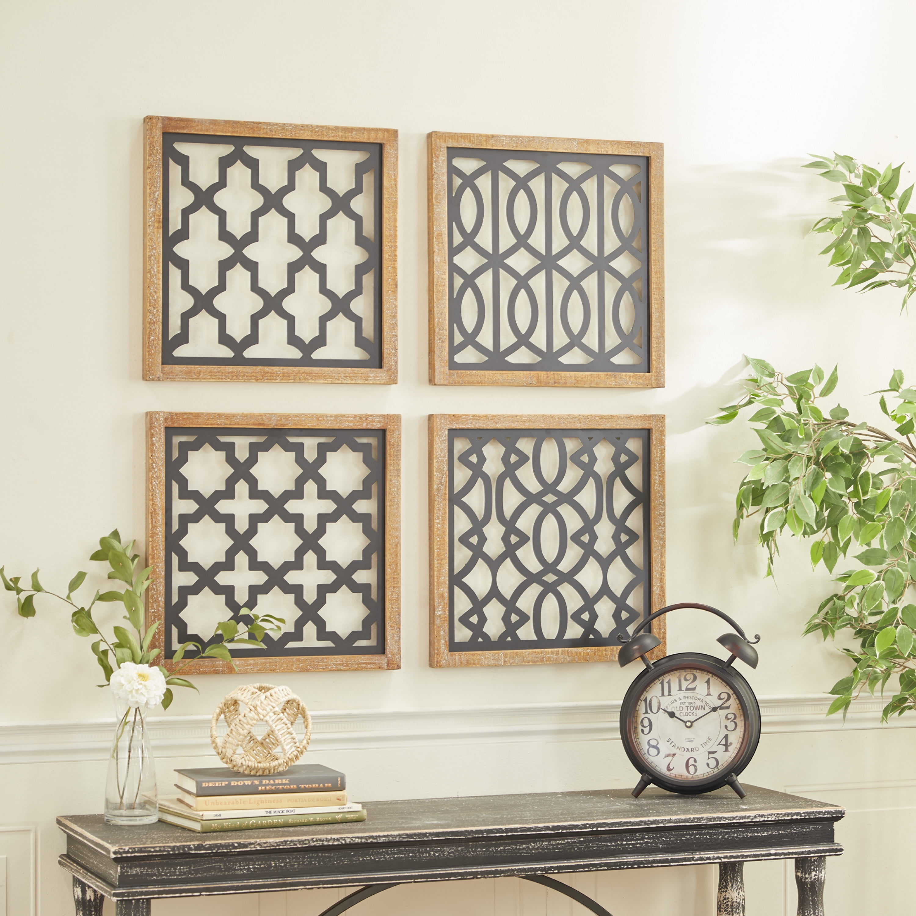 DecMode Black Metal Cut-out Geometric Wall Decor (4 Count) - Walmart.com