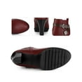 thumbnail image 4 of BLISSFUL STEP Platform Block Heel Buckle Ankle Boots for Women Burgundy 9.5, 4 of 8