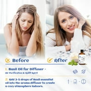 HIQILI Pure Basil Essential Oil for Cleaning Diffuser Candles Making Massage Body Hair Care 100mL