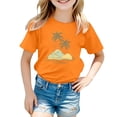 thumbnail image 1 of FAOWME T-Shirt Décontracté Imprimé le pour Garçons et Filles Col Rond Mode Enfants Confort Quotidien Plage Orange 3-4 Ans, 1 of 4