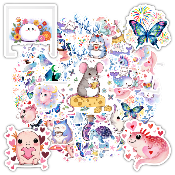 35pcs Cute Stickers Animal Stickers Fantasy Stickers Kids Stickers for Notebooks Luggage Phones