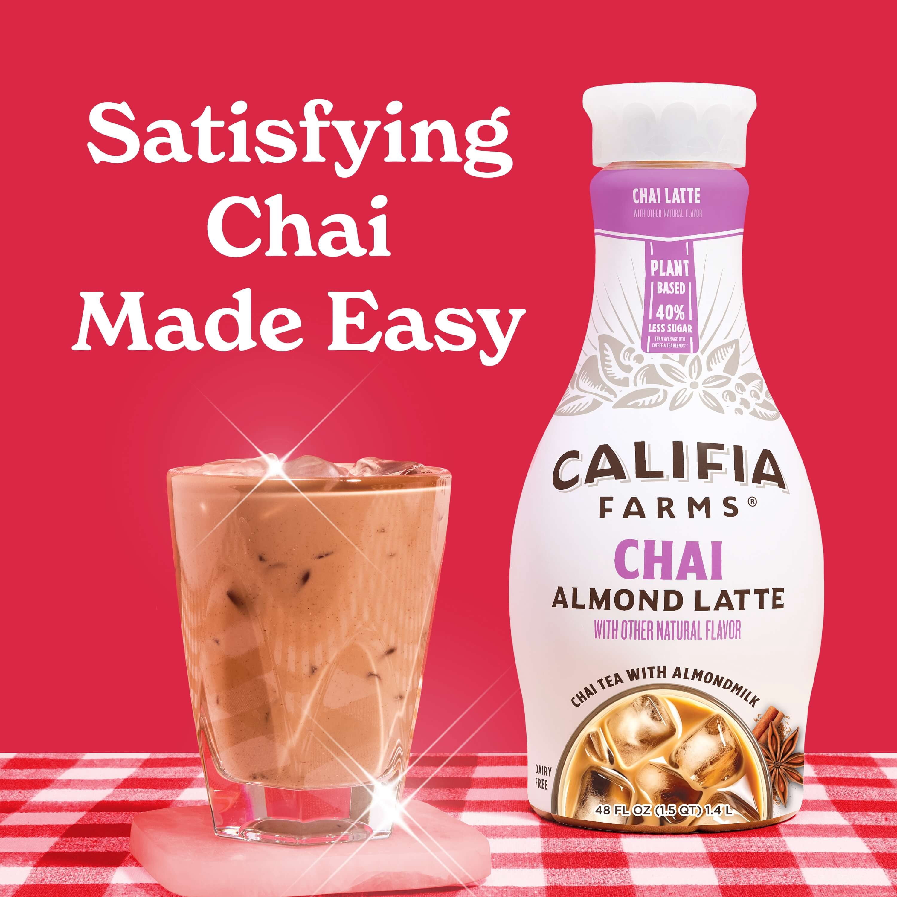 Califia Farms, Dairy and Soy Free, Chai Tea Almond Latte, 48 fl oz Bottle