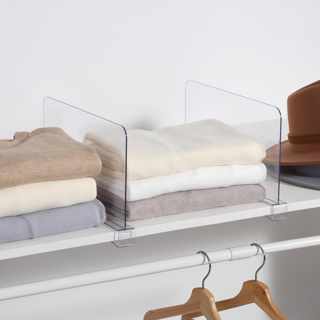 Mainstays Clear Plastic Closet Shelf Dividers, 2-Pack
