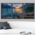 thumbnail image 2 of wall26-3 Piece Framed Canvas Wall Art - Sunset at St Mary Lake, Glacier National Park, Mt - Modern Home Art Stretched and Framed Ready to Hang - 16"x24"x3 Black, 2 of 5