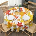 thumbnail image 3 of Red Maple Happy Fall Round Table Cloth,Wrinkle Free Table Cover with Polyester,Waterproof Reusable Tablecloths for Kitchen Picnic Party (Round,60x60inch), 3 of 6