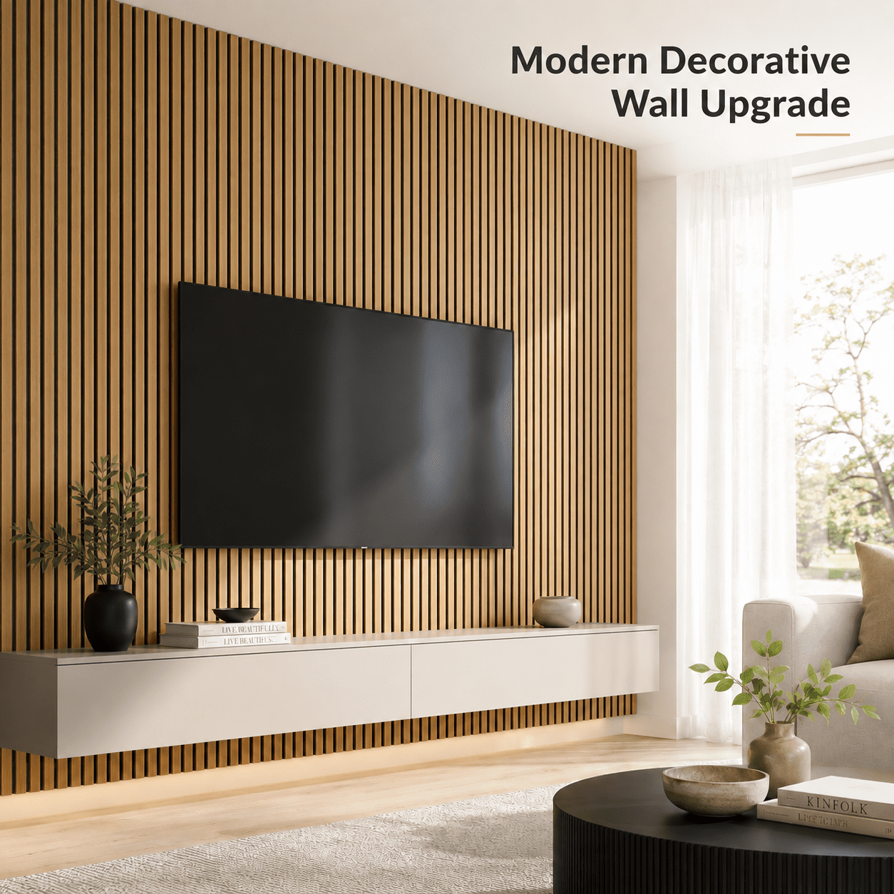 2-Pack Wood Slat Acoustic Wall Panels, 24" x 94.3" MDF Slat Wall Paneling for Modern Interior Wall Decor, Sound Absorbing Accent Panels, 31.4 Sq. Ft,Red Oak