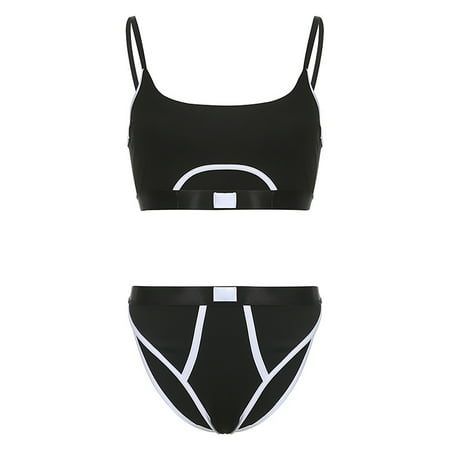

CLZOUD Lingerie Bra Black Nylon Spandex Women s Bare Button Vest Shoulder Strap Adjustable Briefs Bra Underwear Set M