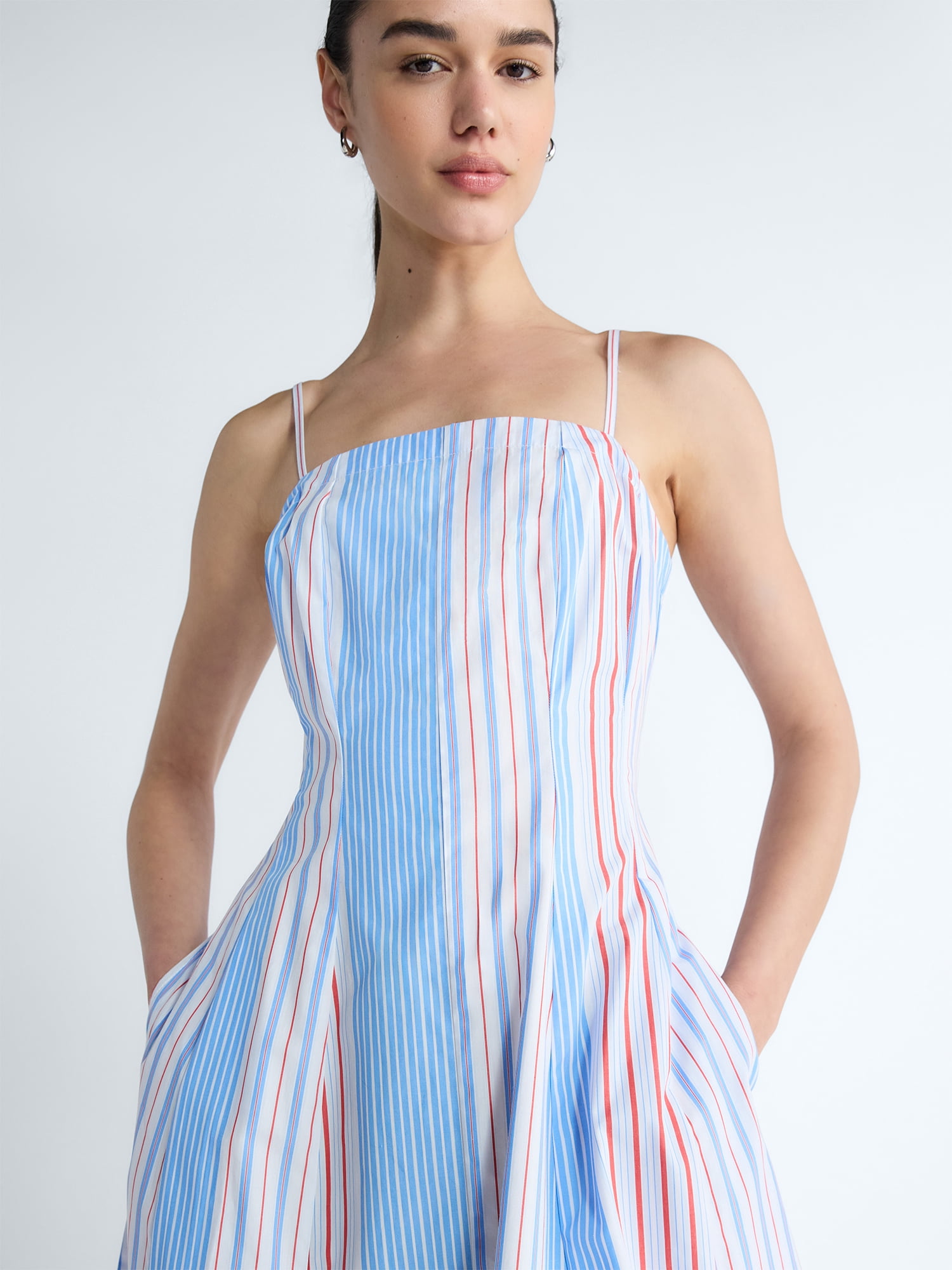 Free Assembly Women's and Women's Plus Sleeveless Cotton Panel Midi Dress, Sizes XS-4X