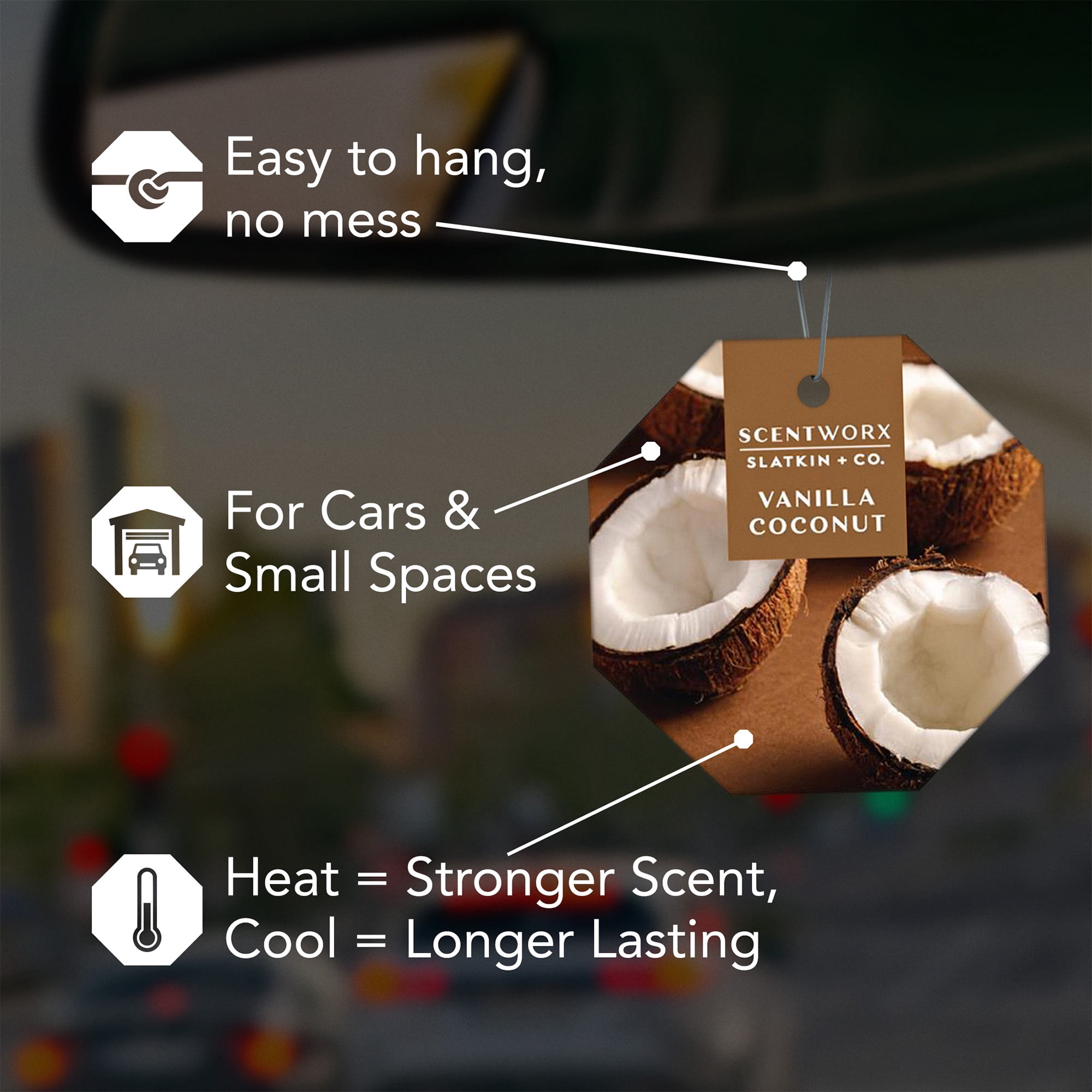 Scentworx Vanilla Coconut 3 Pack Hang Tag