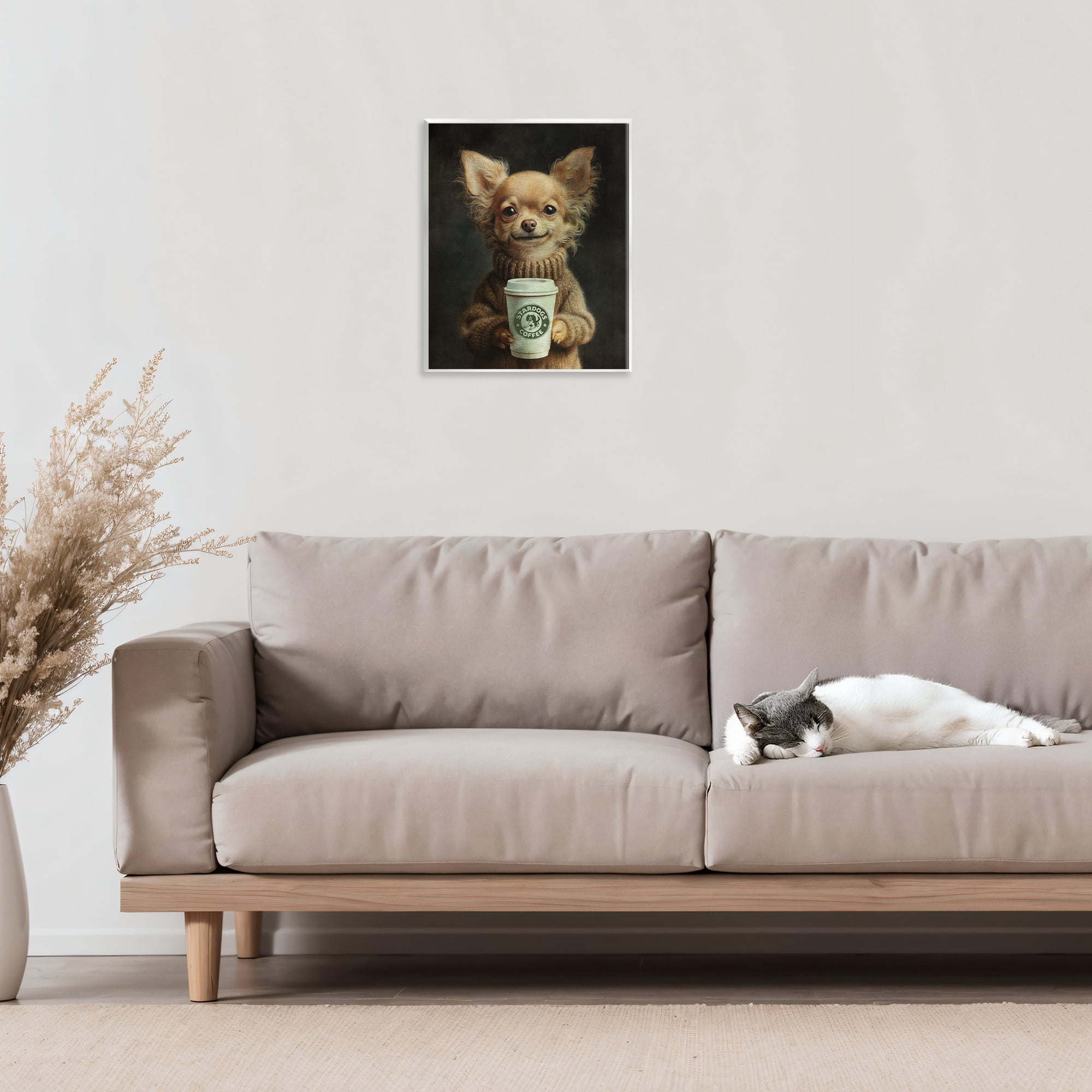 Stupell Industries Espresso Pup in Cozy Sweater Wall Plaque Art, design by Svetlana Aleynikova