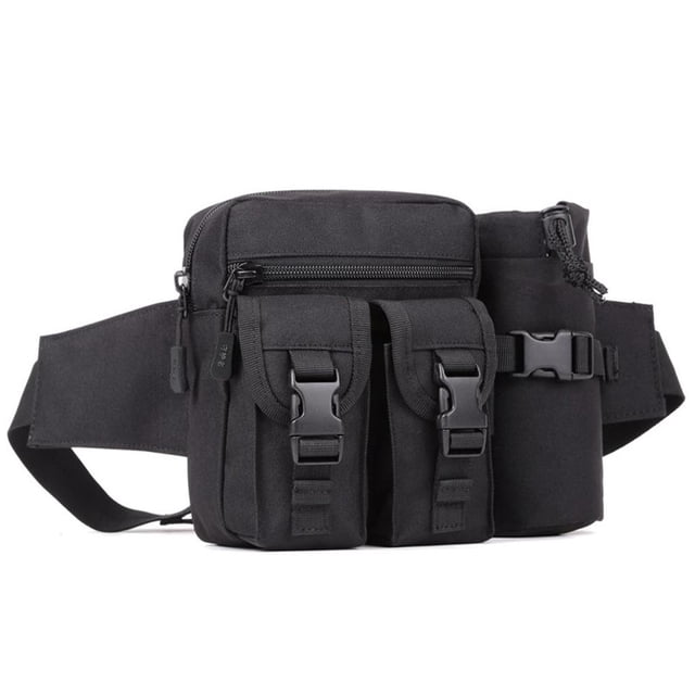 Al aire libre Gear cintura riñonera para hombre táctico campamento senderismo bolsa Negro Hugo Botella de agua paquete de la cintura