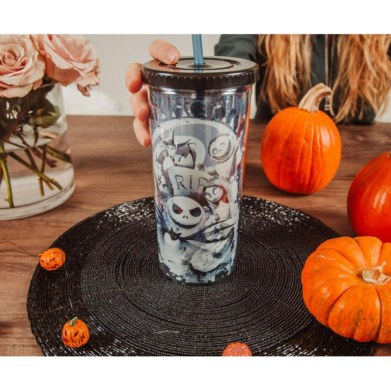 Mouse Pumpkins Halloween 16oz Glass Cup With Lid and Straw