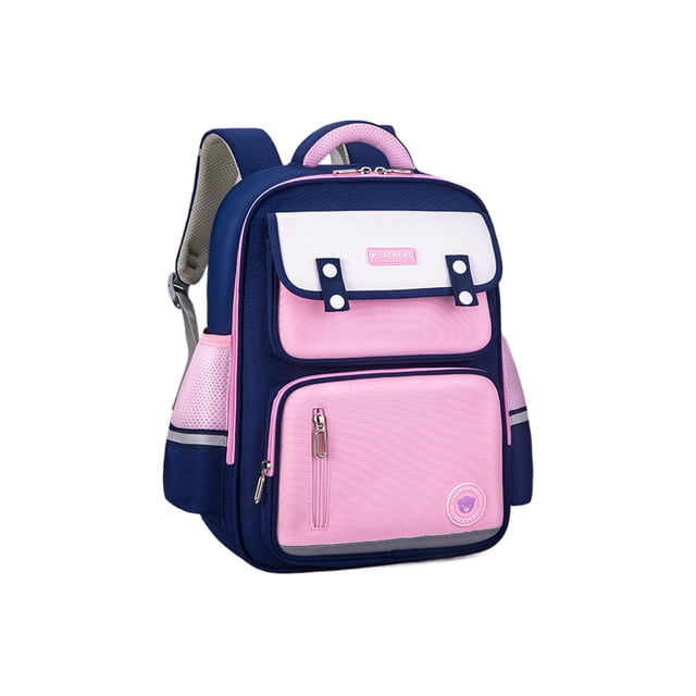 Innerwin Boys School Bag Multi Pockets Backpack Spine Protection Bookbag Top Handle Kids Padded Straps Large Capacity Pink Blue-L