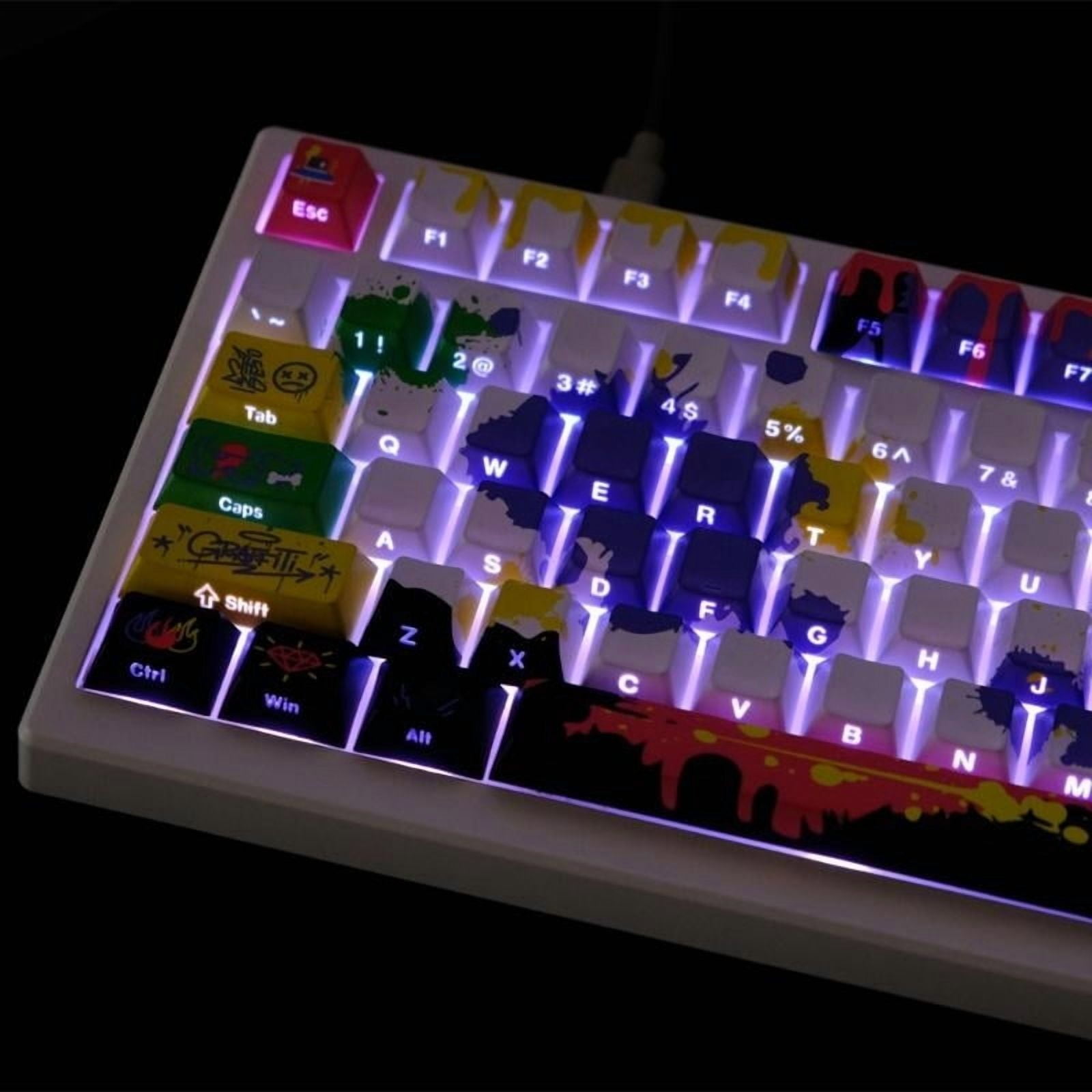 130Key Keycap Cherry Height Graffiti Side Engraved Translucent Keycaps PBT Heat Sublimated For Mechanical Keyboards