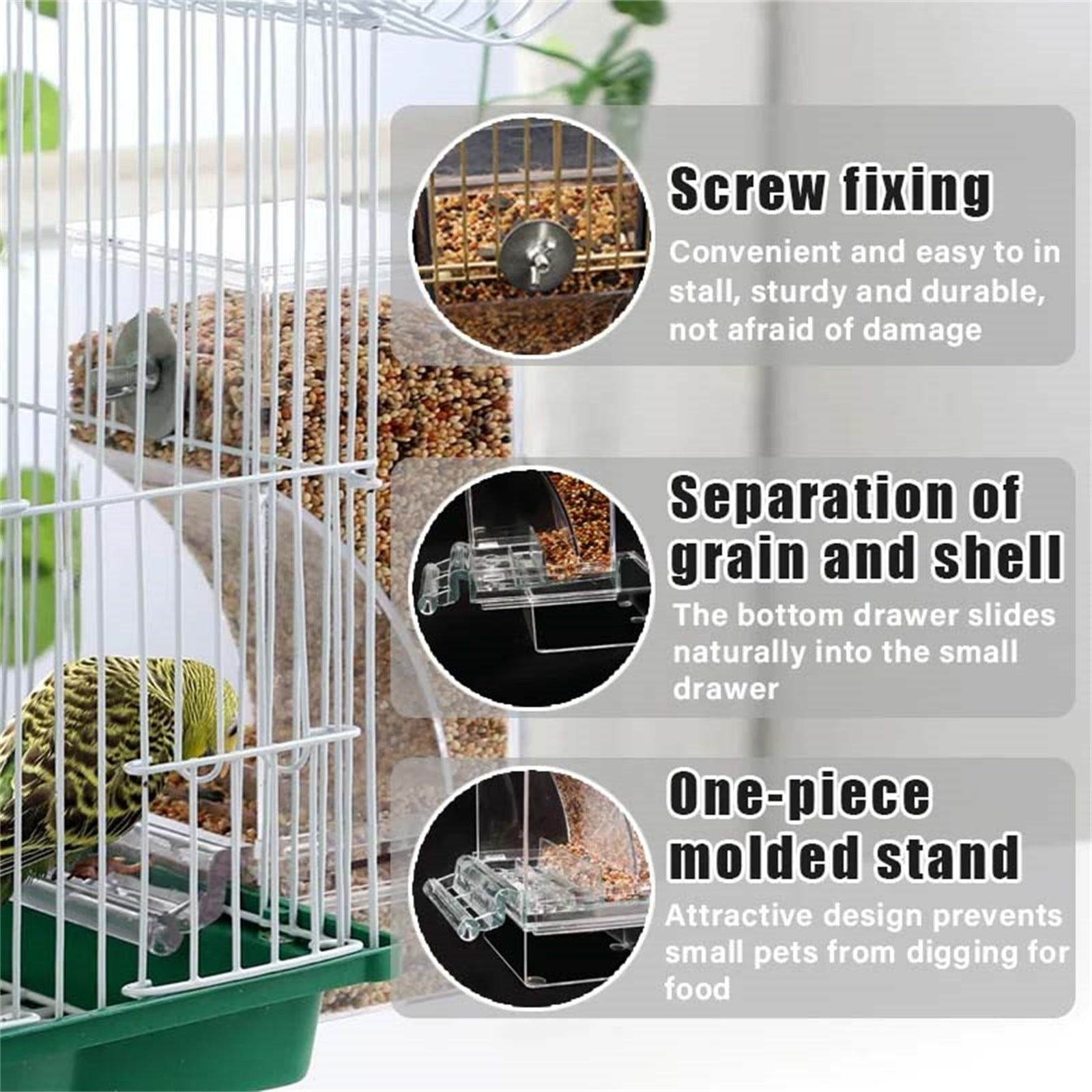 No Mess Bird Feeder Bird Cage Feeder Automatic Bird Feeder No Spill Bird Feeder Automatic Overflow Proof Transparent Bird Feeder Transparent Acrylic Anti-Spill Seed Dispenser 1Pcs