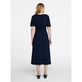 thumbnail image 5 of Time and Tru Women's Knit Midi Dress with Tie Belt, Sizes XS-XXXL, 5 of 5