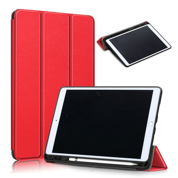 Slim Tri Fold Case For Ipad 7th Generation 10 2 2019 Ipad 8th Generation 2020 Tablet With Microfiber Inner Smart Cover Auto Wake Sleep Pencil Holder Eiffel Tower Red Walmart Com