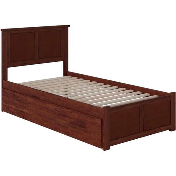 Leo & Lacey Madison Lit Plateforme Simple en Bois et Tiroir-Lit Simple, Noyer