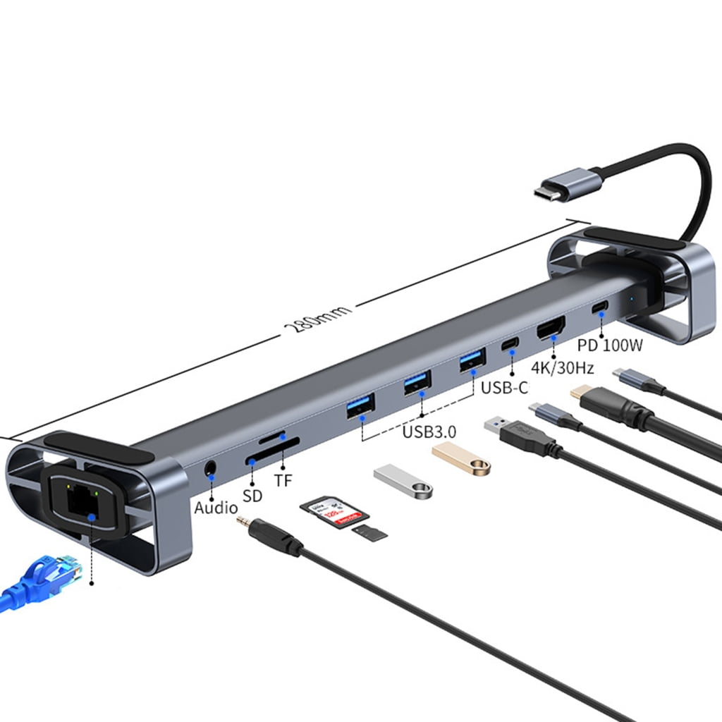 Tizuqe Multifunctional Aluminum Computer Stand 10 Port Type C Laptop Stand Foldable