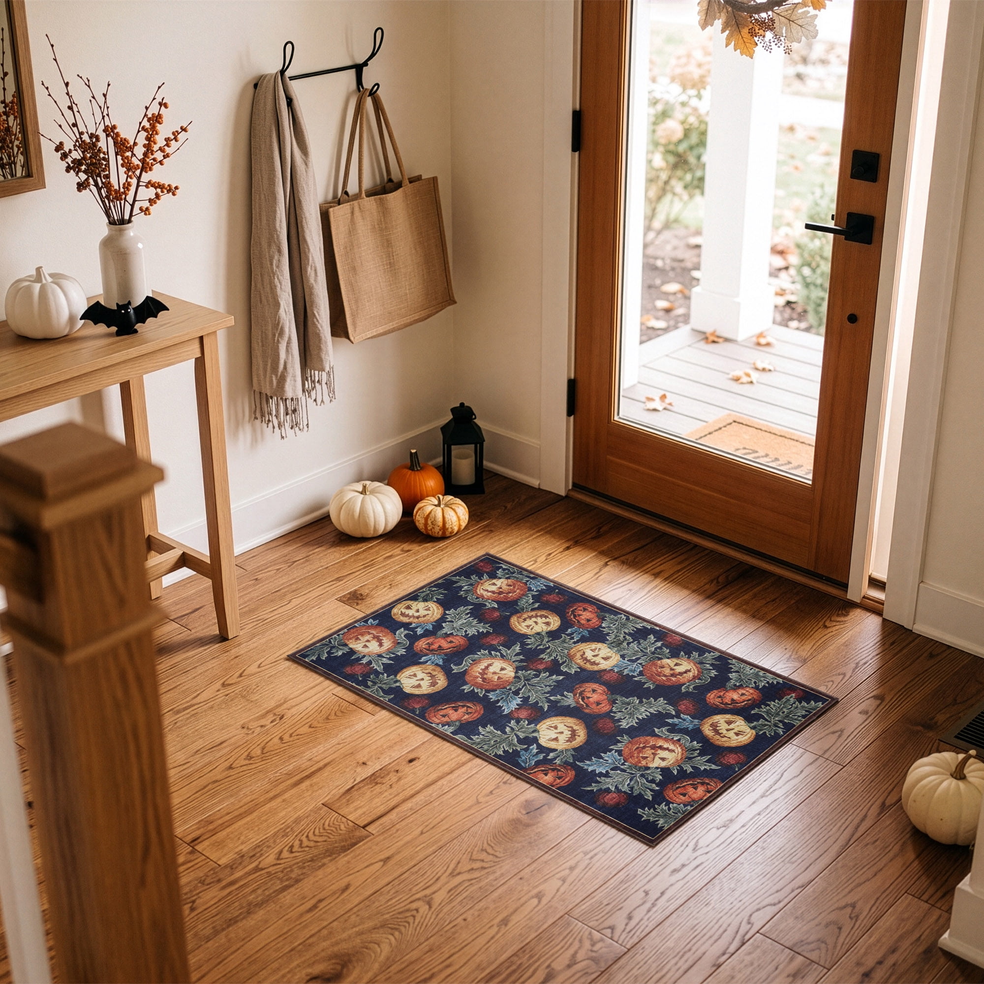 Jack O'lantern Printed Runner, 30"x47", Polyester pile