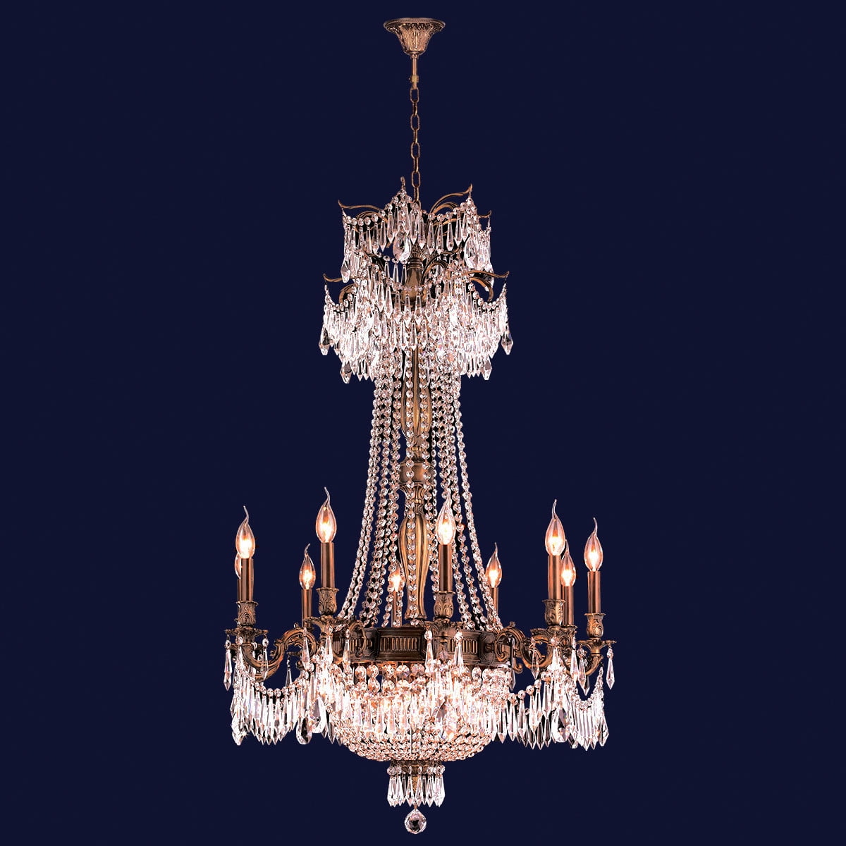 Winchester Collection 15 Light Antique Bronze Finish and Clear Crystal Chandelier 30