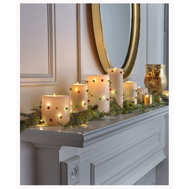 Studio Mercantile LED Micro Jingle Bells 10 Feet String Lights, Featuring a Convenient Four Hour Timer for Ease of Use, Clear