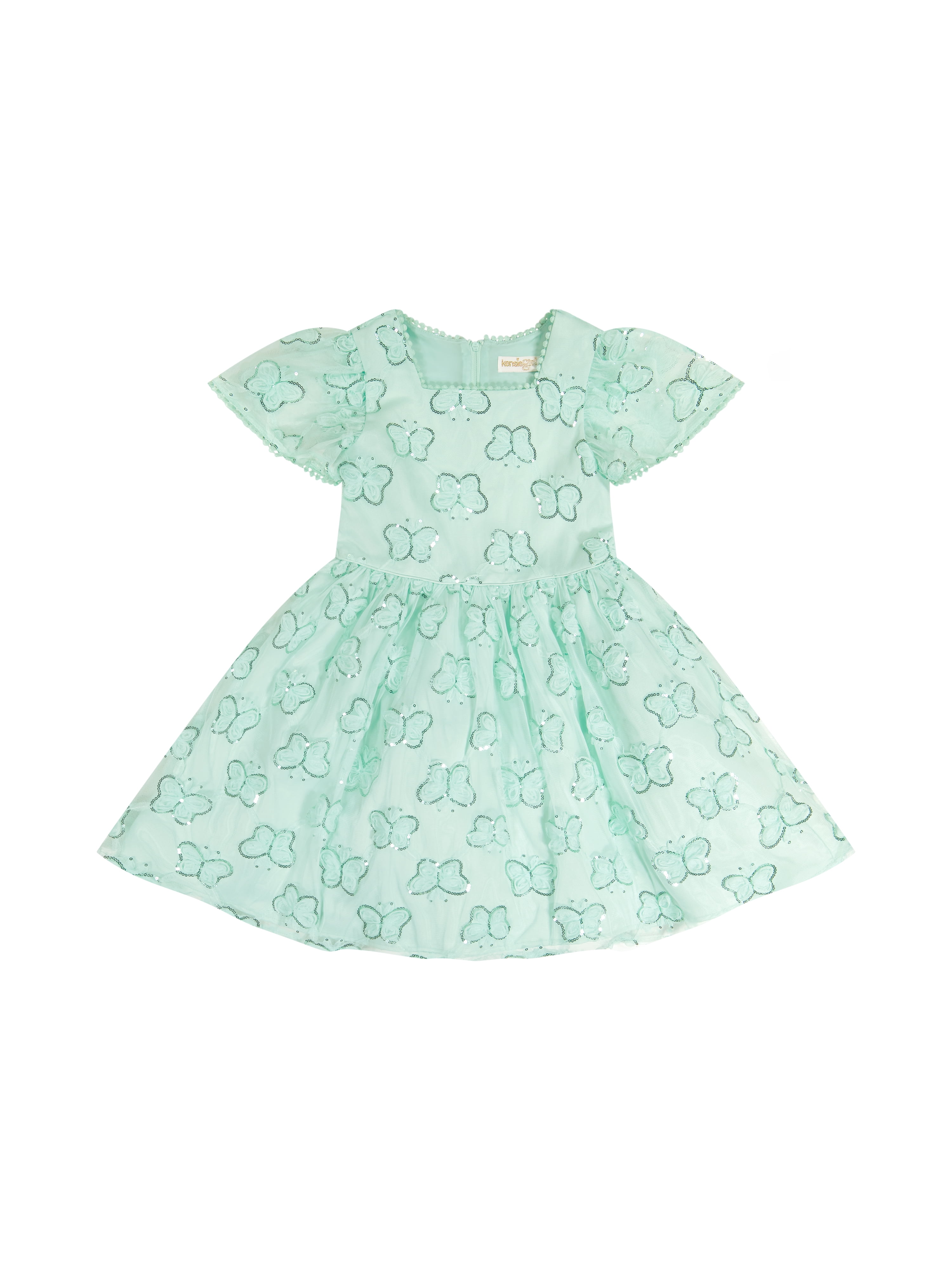 Kensie Girl Cap Sleeve Sequin Butterfly Soutache Mesh Dress, Sizes 4-16