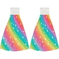 thumbnail image 2 of 1 Pcs Hanging Towels, Dish Towels Colorful Line and Funny Stars Absorbent Hand Towels with Hanging Loop Washcloth for Bathroom Kitchen, 2 of 7