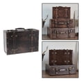 thumbnail image 3 of Wood Leatner Suitcase Antique Style Decorative with Lock Organizer Packaging coffee, 3 of 10