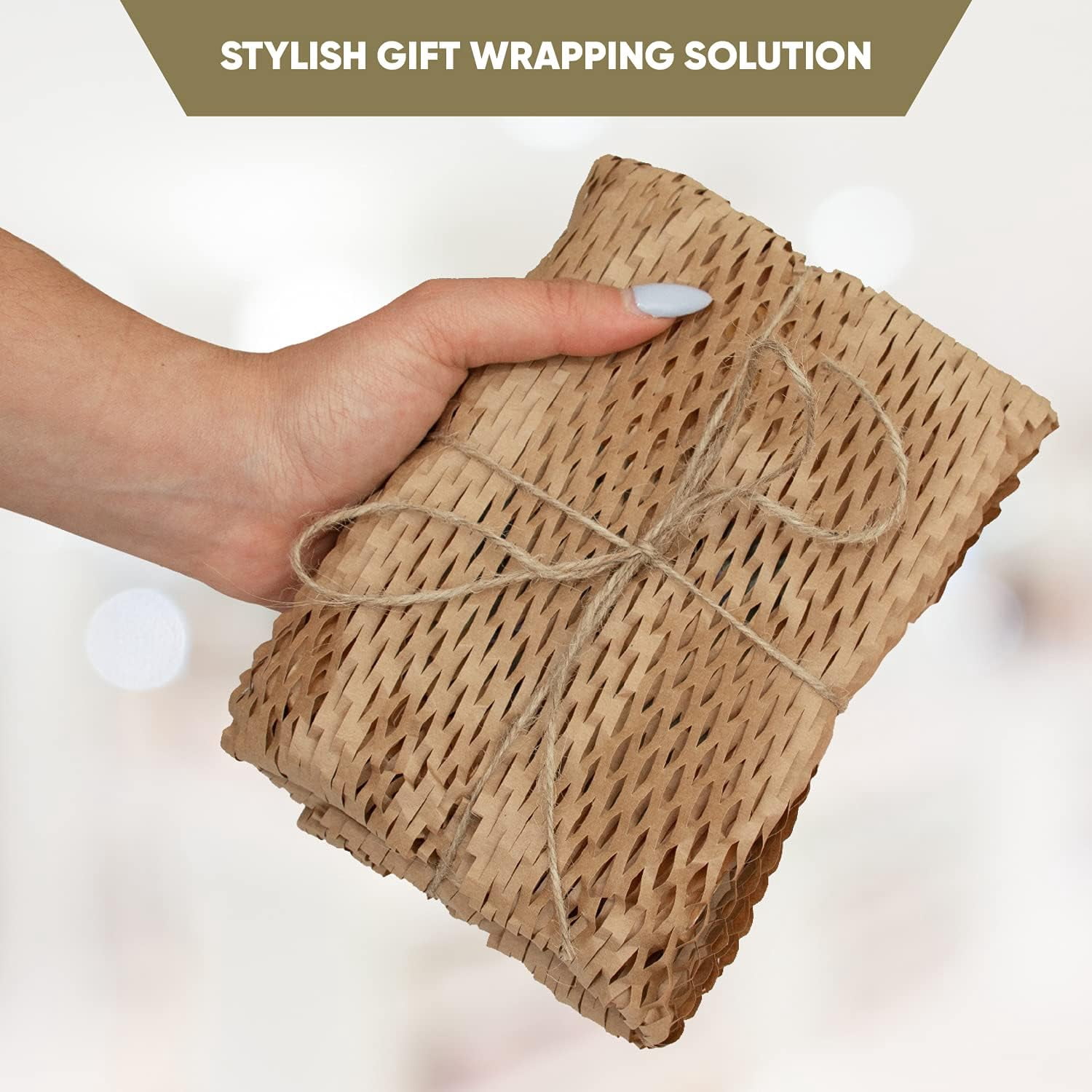 ecoducer 12”x200’ Honeycomb Packing Paper for Moving plus Fragile Stickers and Jute Twine. Eco Friendly Packing Materials Alternative to Bubble Plastic Packing Wrap. Kraft Paper Packaging Roll