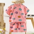 thumbnail image 2 of mgoYE Pajamas for Baby Girls Boys 12 18 24 Months 2T 3T 4T 5T Girls Outfit Letter Graphic Short Sleeve Shirt T-Shirt Tops + Casual Shorts Outfit Set 9-18 Months, 2 of 8