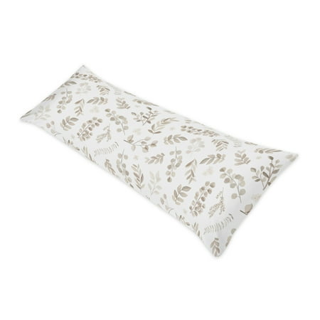 Botanical Taupe Floral Leaf Body Pillow Case by Sweet Jojo Designs